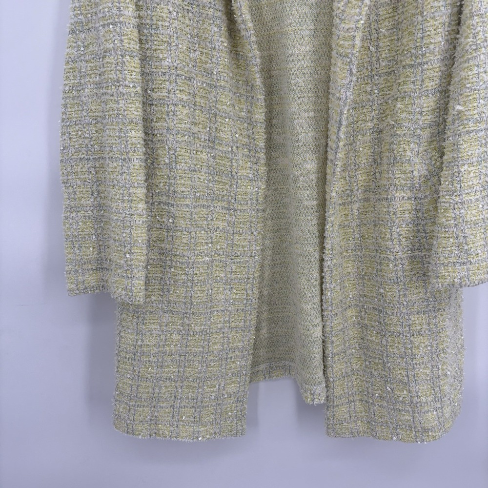 Melloday Plaid Knit Coat‎ Sweater Blazer Womans 1X Bright Yellow - Picture 3 of 8